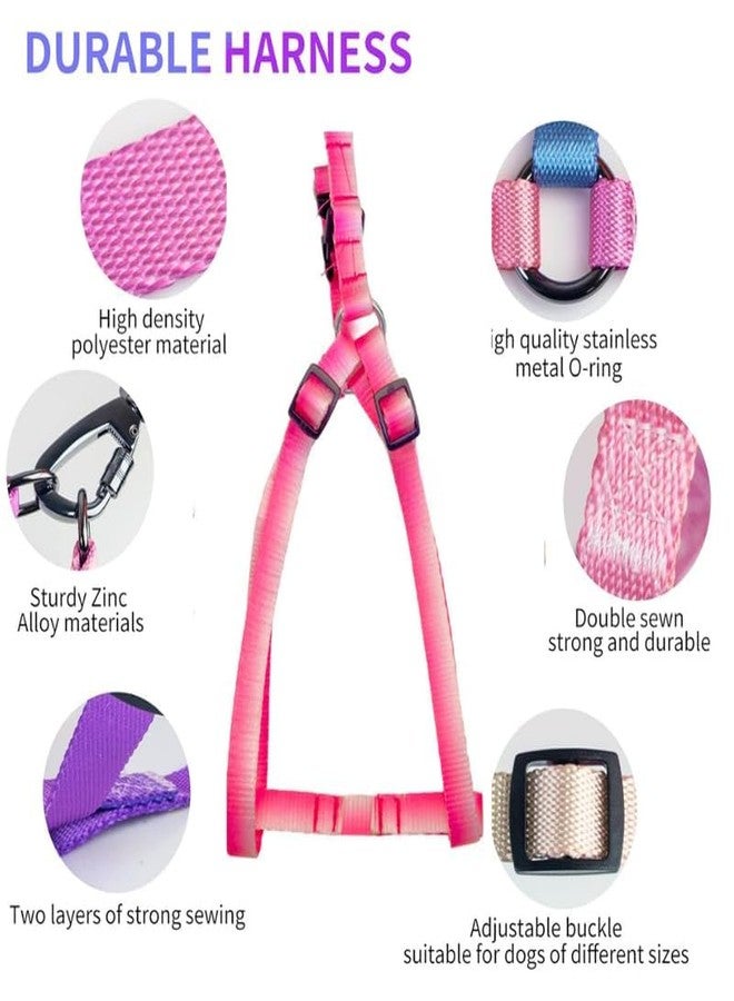 KittuPet طقم سرج ومقود للكلاب من KittuPet - سرج ناعم قابل للتعديل من النايلون الأساسي، مناسب للجراء الصغيرة جدًا، للمشي في الهواء الطلق، لون وردي-أبيض متدرج (15 مم) - Image 4